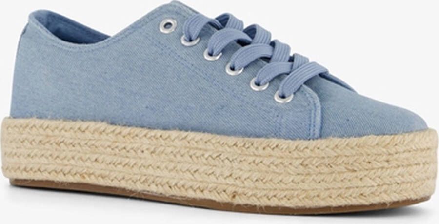 BLUE BOX dames sneakers met jute zool blauw