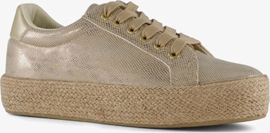 BLUE BOX dames sneakers met jute zool goud