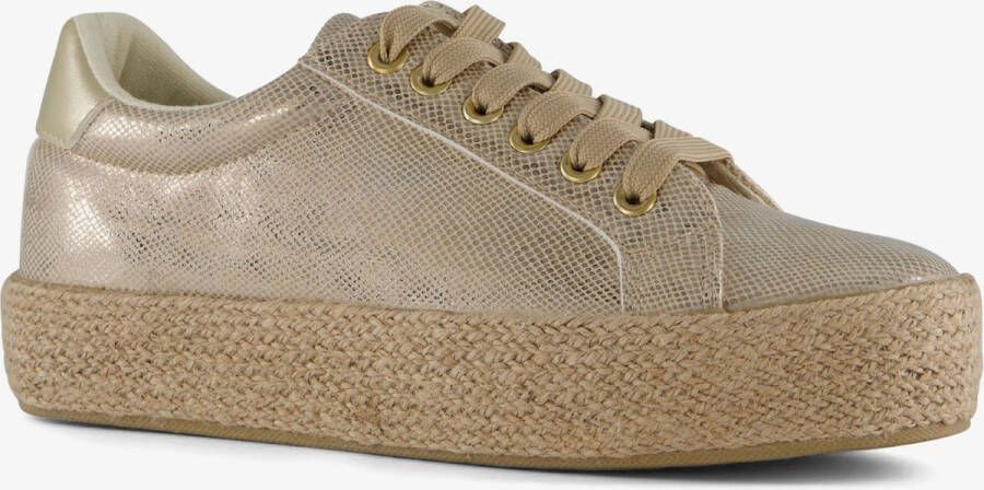 BLUE BOX dames sneakers met jute zool goud