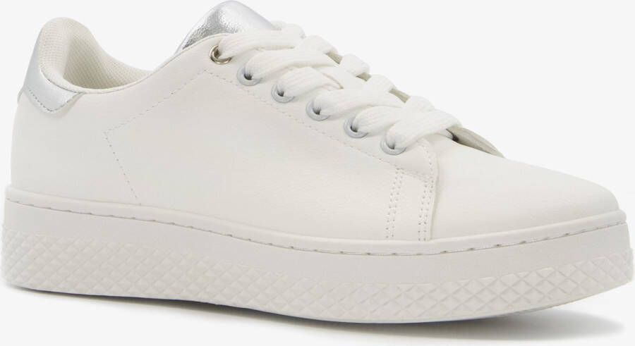 BLUE BOX dames sneakers met metallic detail Wit Uitneembare zool