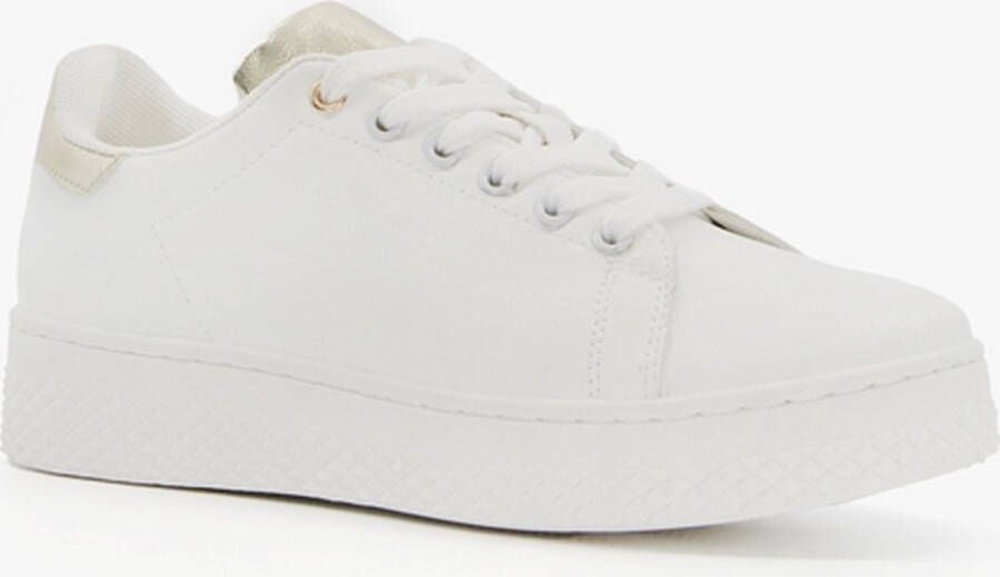 BLUE BOX dames sneakers wit met metallic goud Uitneembare zool