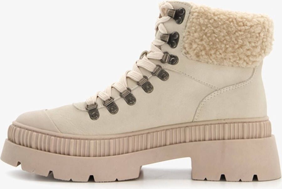 BLUE BOX dames veterboots beige met chunky zool Uitneembare zool