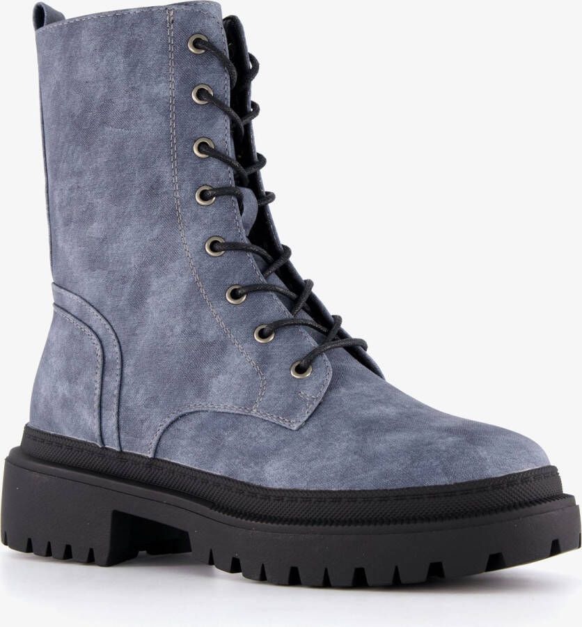 BLUE BOX dames veterboots denim blauw