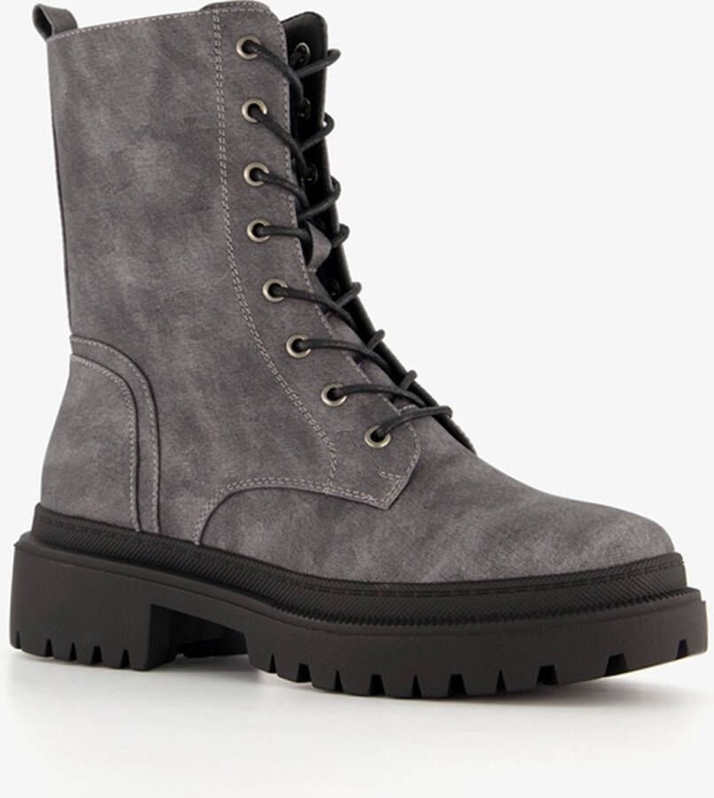 BLUE BOX dames veterboots grijs