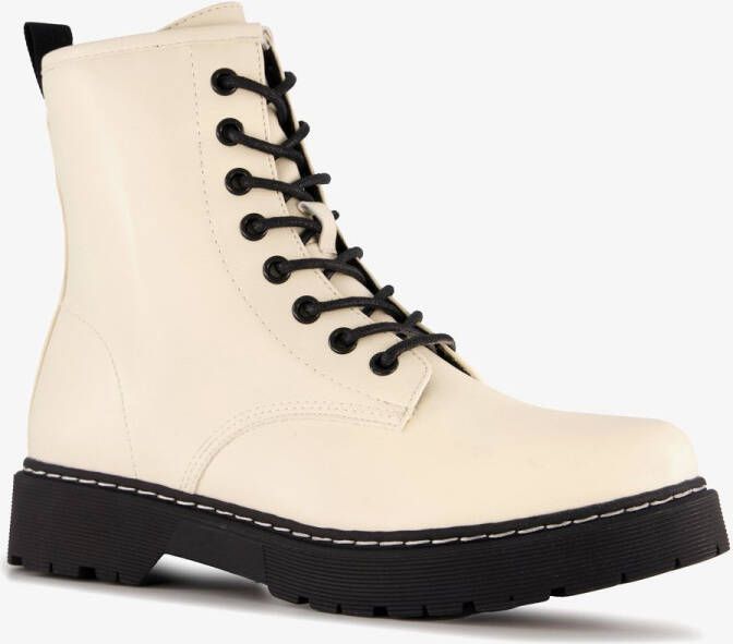 BLUE BOX dames veterboots lichtbeige zwart