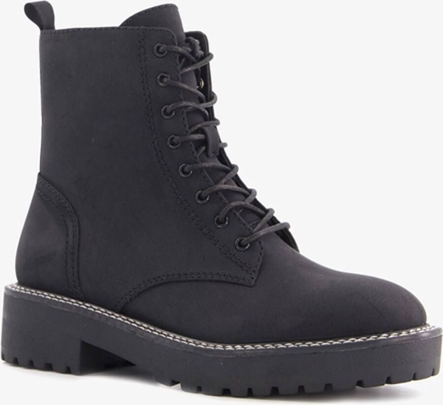 BLUE BOX dames veterboots zwart