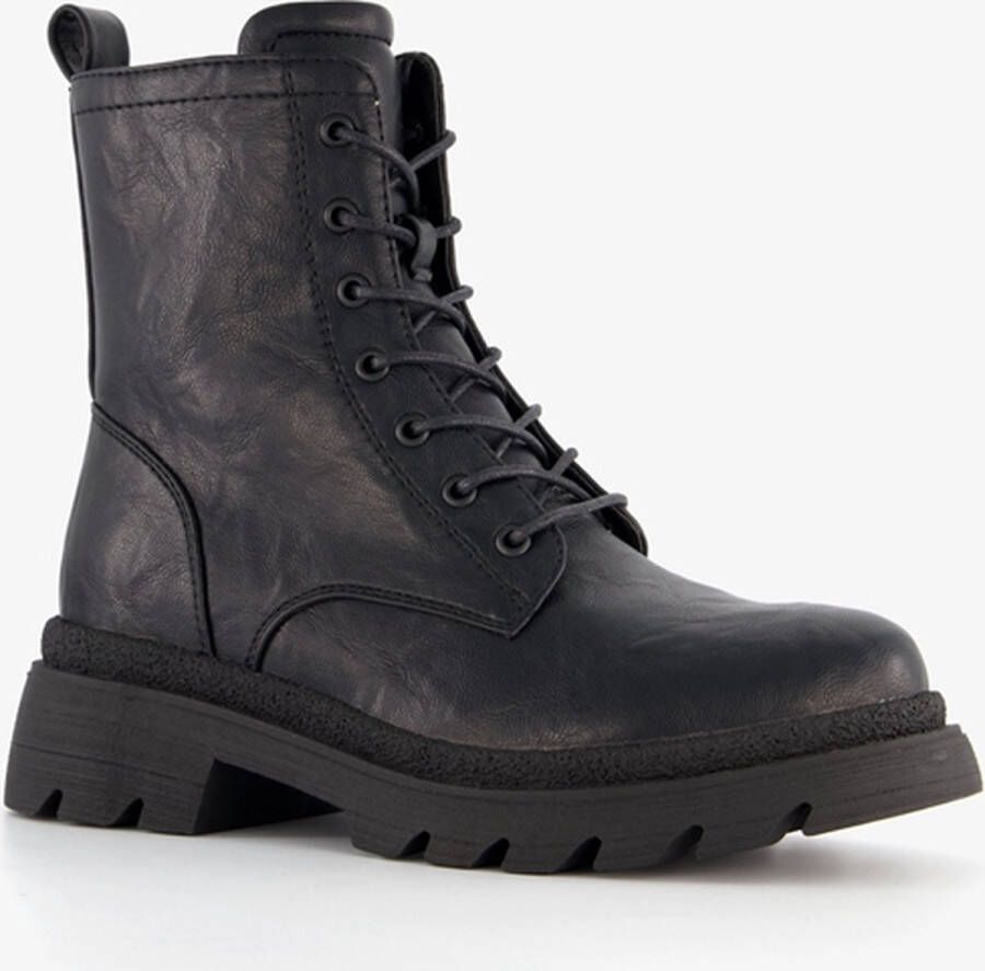 BLUE BOX dames veterboots zwart