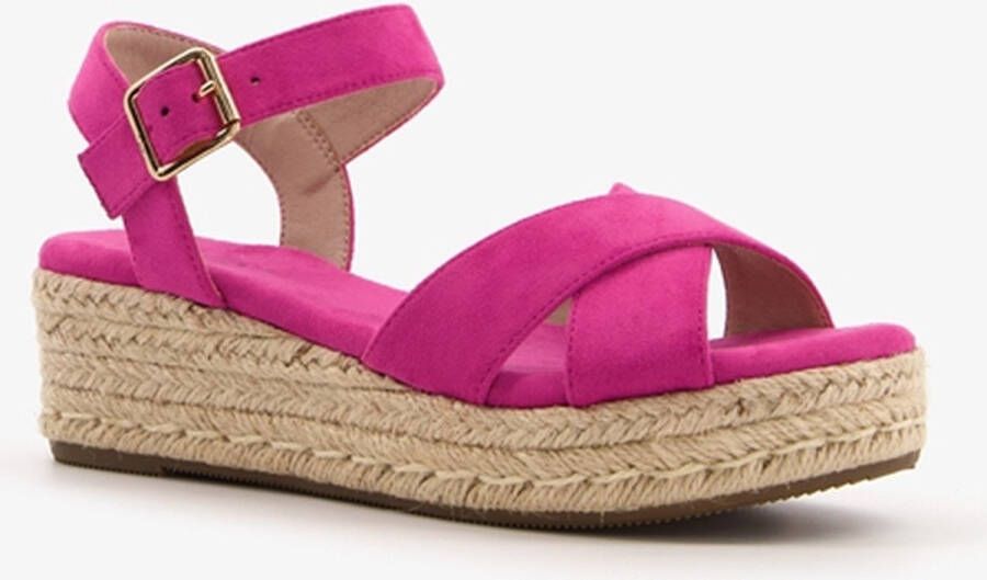 BLUE BOX espadrilles met sleehak fuchsia roze