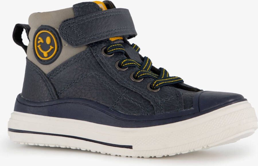 BLUE BOX hoge jongens sneakers blauw met smiley Uitneembare zool