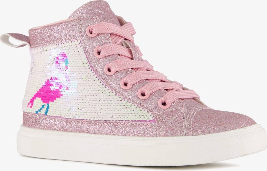 BLUE BOX hoge meisjes sneakers met glitters roze Uitneembare zool