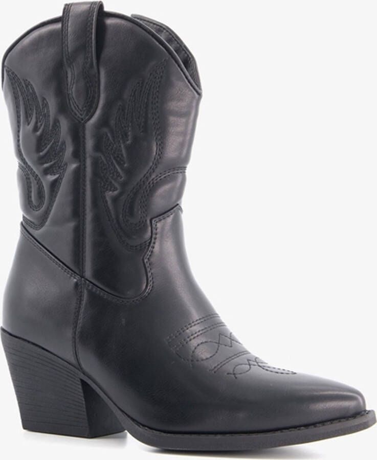 BLUE BOX lage dames cowboy western boots zwart