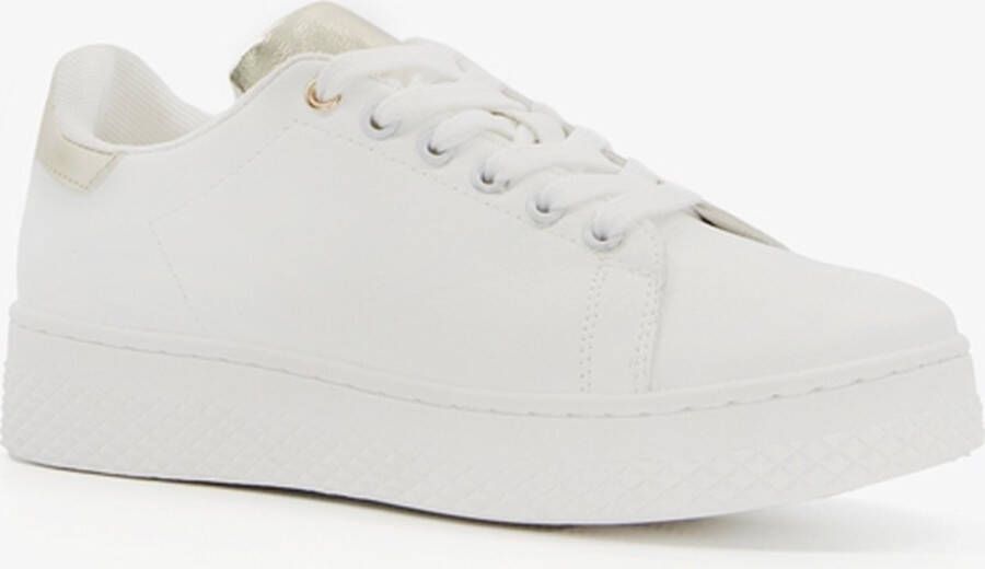 BLUE BOX dames sneakers met metallic detail Wit Uitneembare zool