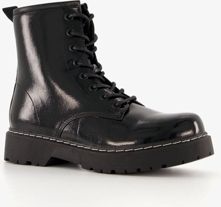 Blue Box lak dames veterboots zwart