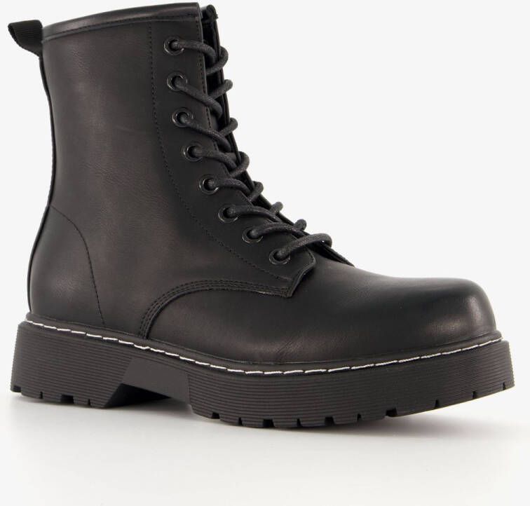 BLUE BOX lak dames veterboots zwart