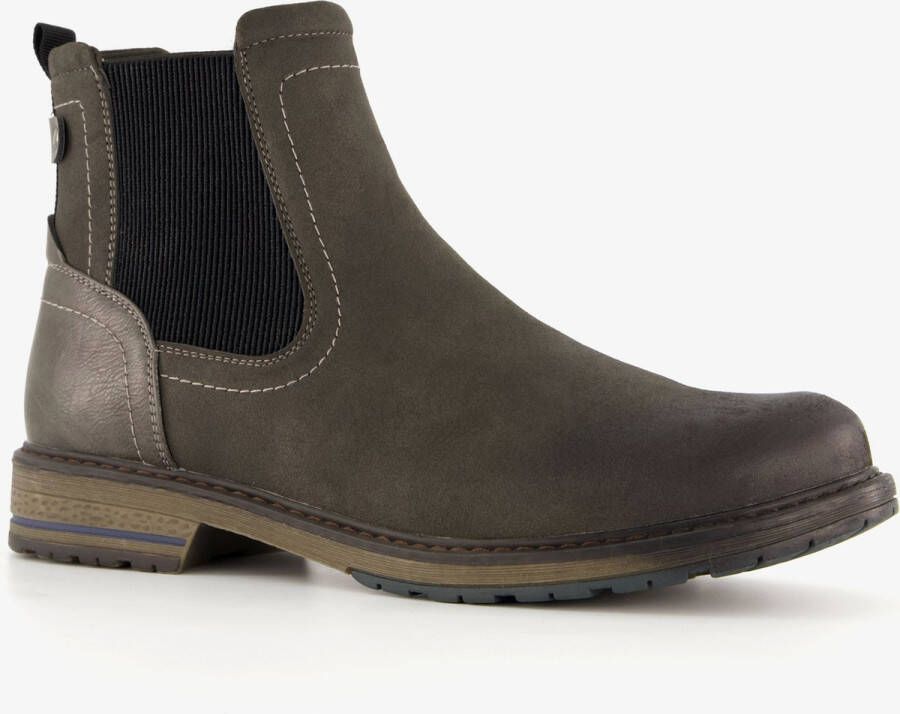 BLUE BOX leren heren chelsea boots grijs