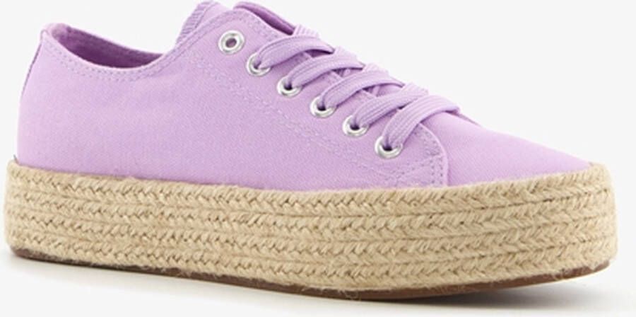 BLUE BOX lila dames sneakers met jute zool