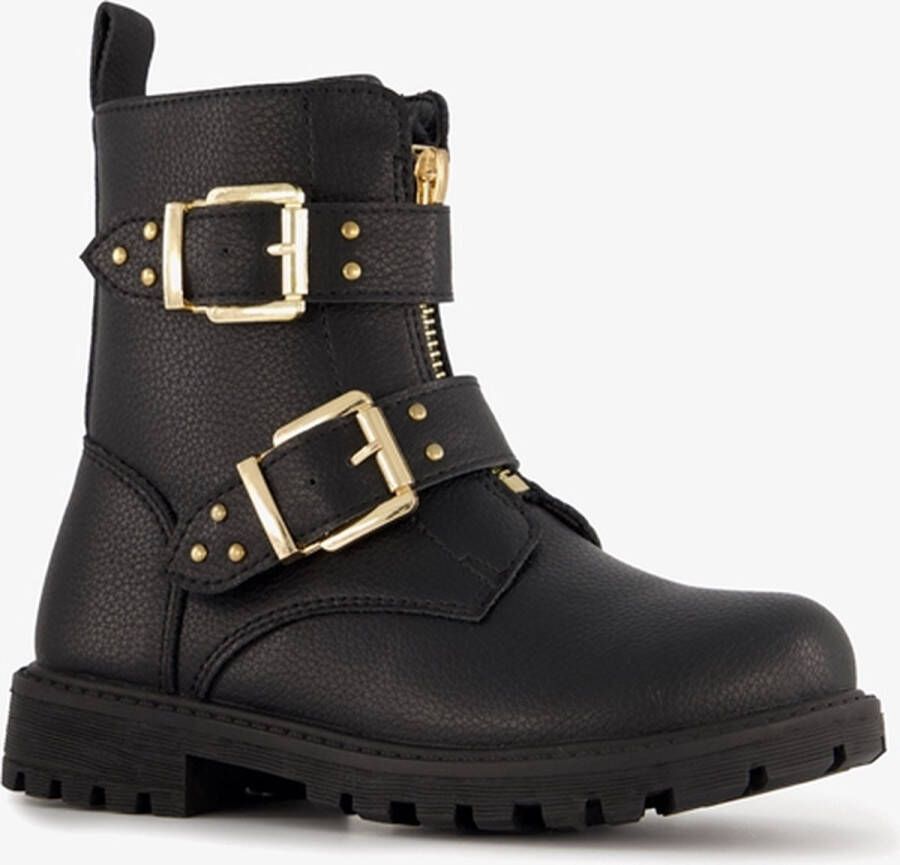 BLUE BOX meisjes biker boots zwart met studs Uitneembare zool