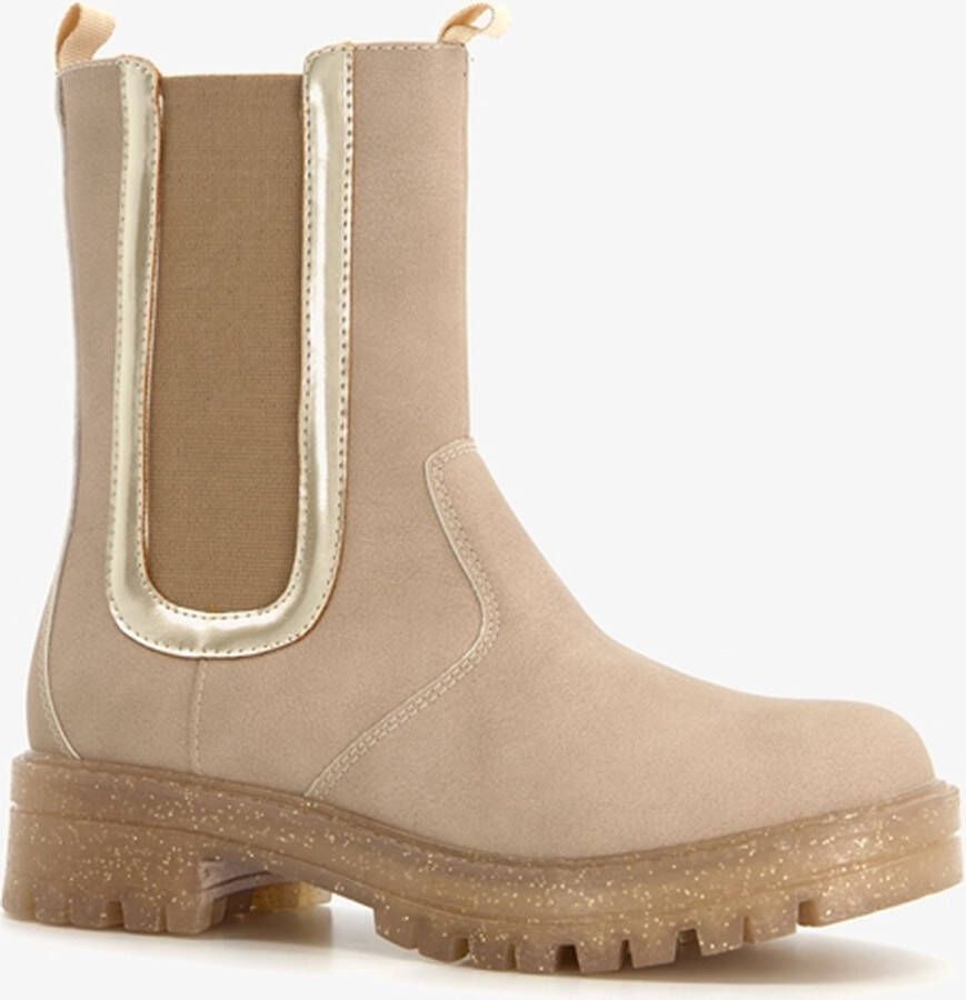 Blue Box meisjes Chelsea boots beige met glitters