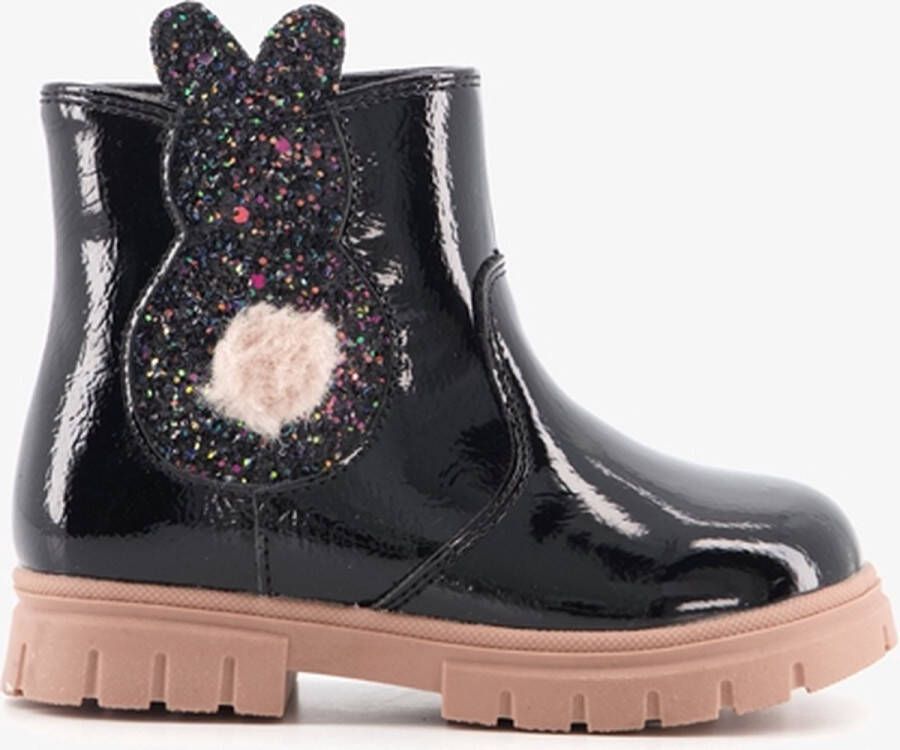 BLUE BOX meisjes chelsea boots met glitter konijn Zwart - Foto 1