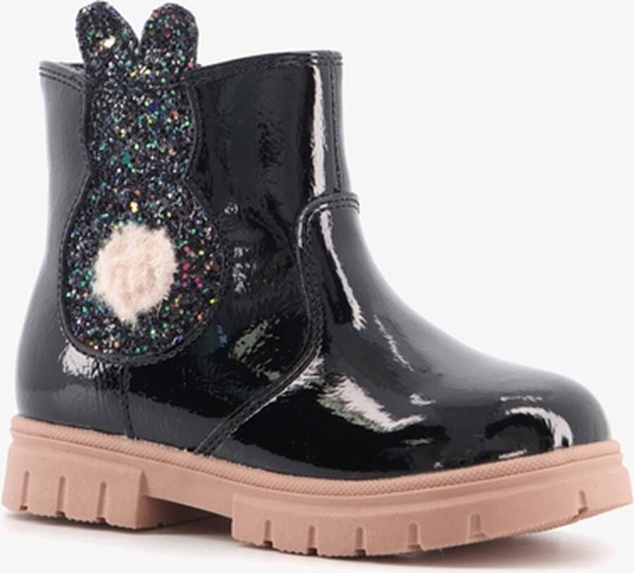 BLUE BOX meisjes chelsea boots met glitter konijn Zwart