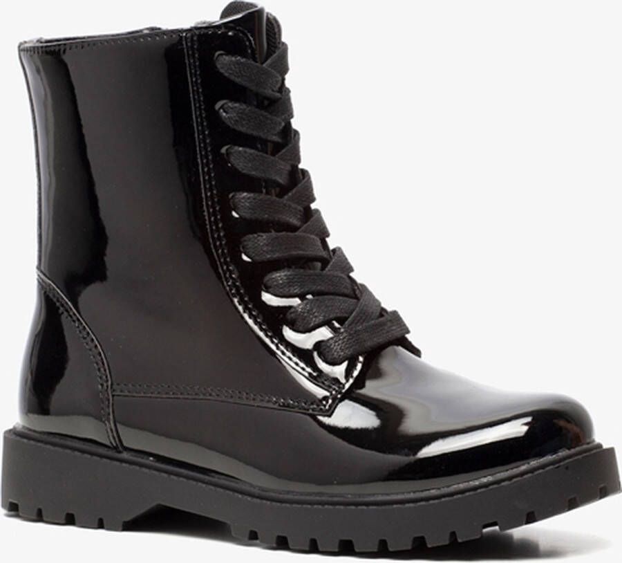 BLUE BOX meisjes lak veterboots Zwart