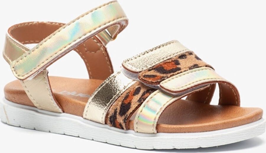 Blue Box meisjes sandalen goud met luipaardprint