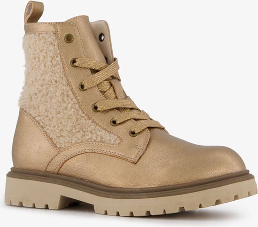 BLUE BOX meisjes teddy veterboots beige Uitneembare zool