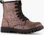 Blue Box meisjes veterboots metallic roze zwart - Thumbnail 1