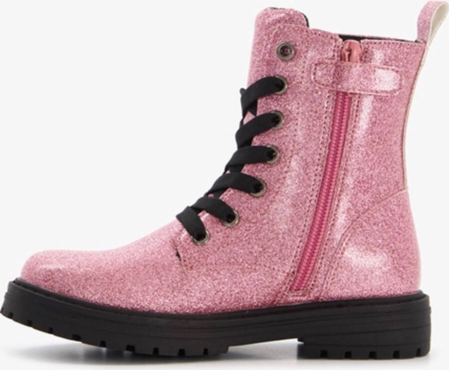 BLUE BOX meisjes veterboots roze met glitters Uitneembare zool - Foto 1