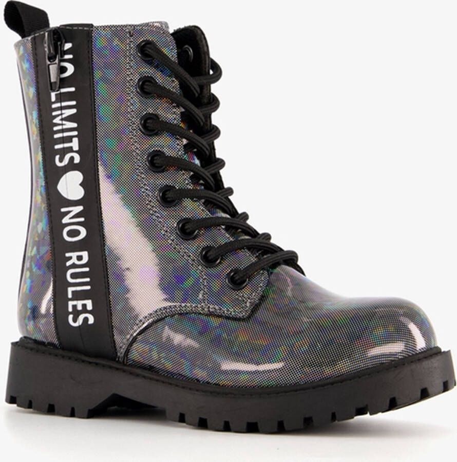 Blue Box meisjes veterboots zwart met glitters