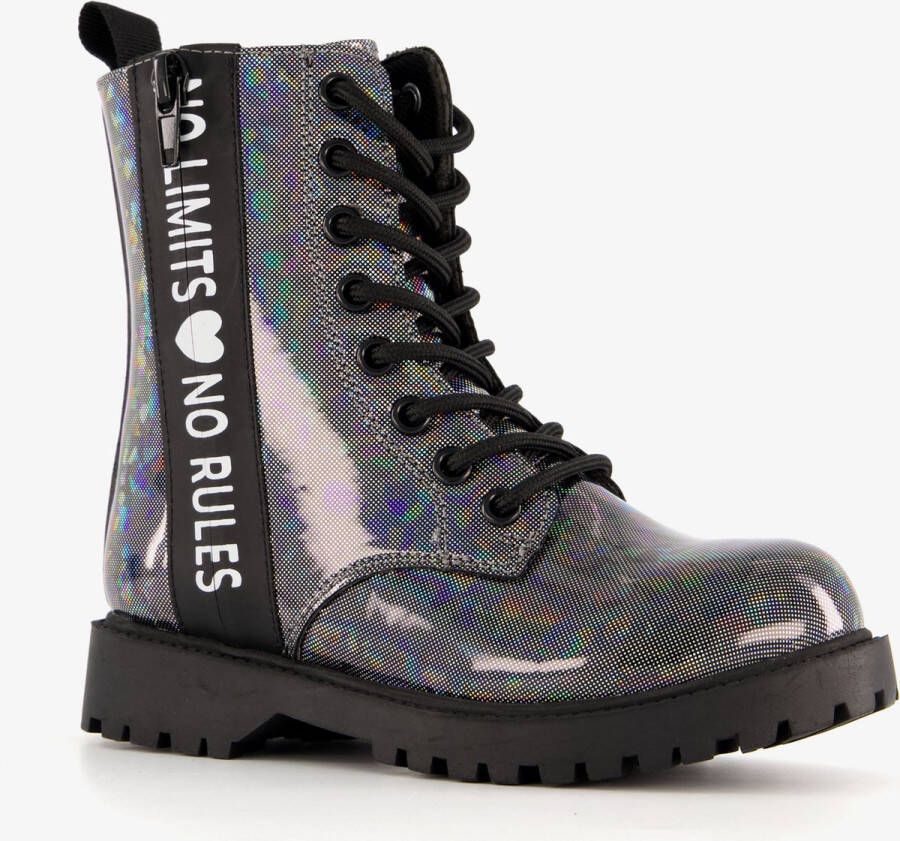 BLUE BOX meisjes veterboots zwart met glitters