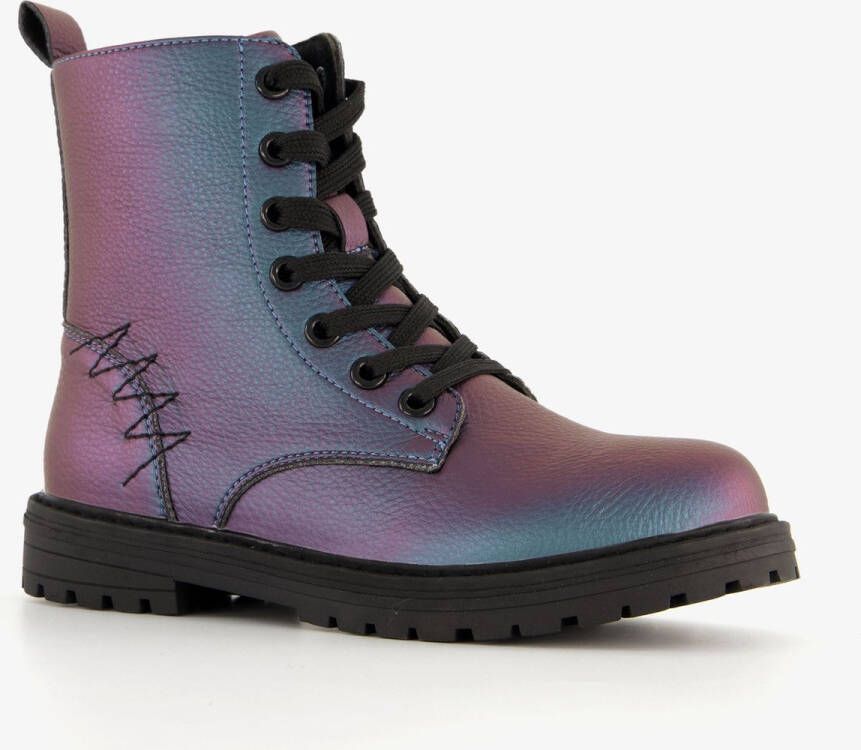 BLUE BOX metallic meisjes veterboots petrol Blauw