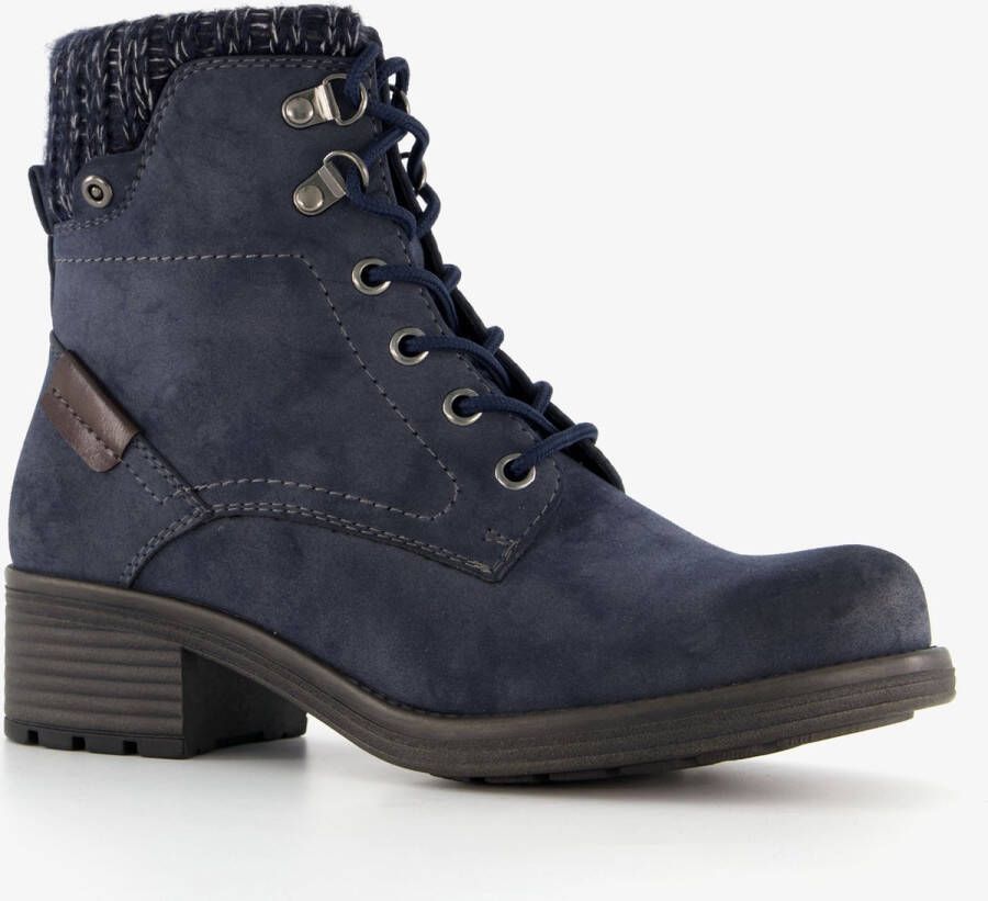 BLUE BOX veterboots blauw met gebreid detail