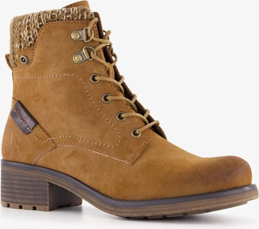 Blue Box veterboots cognac met gebreid detail