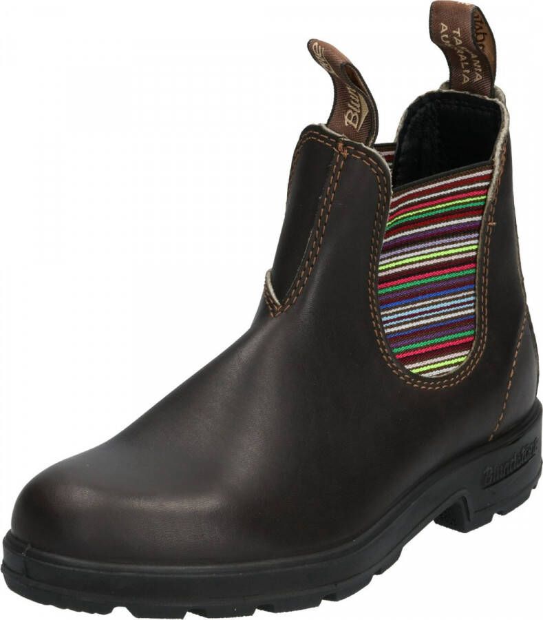 Blundstone Chelsea Stijl Enkellaarzen met Gekleurde Gestreepte Elastieken Black