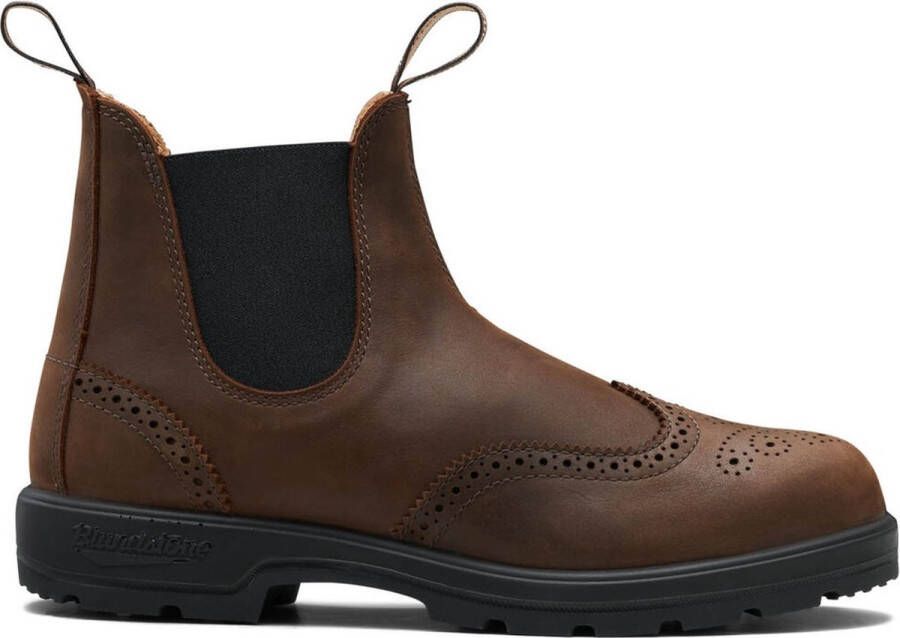 Blundstone Chelsea Boots #2444 Brogued Antique Brown Leather (Classics Series) Brown-10UK