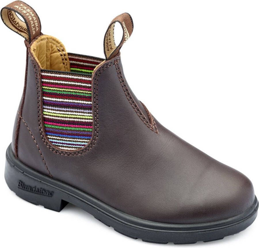 Blundstone Kinder Stiefel Boots #1413 Leather Elastic (Kids) Brown Stripes-K13UK