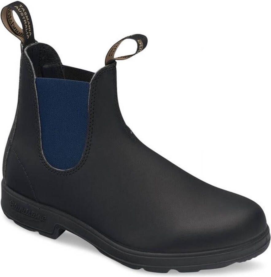 Blundstone Zwarte Leren Enkellaarzen met Marineblauwe Zijelastieken Black - Foto 1