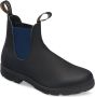 Blundstone Zwarte Leren Enkellaarzen met Marineblauwe Zijelastieken Black - Thumbnail 1