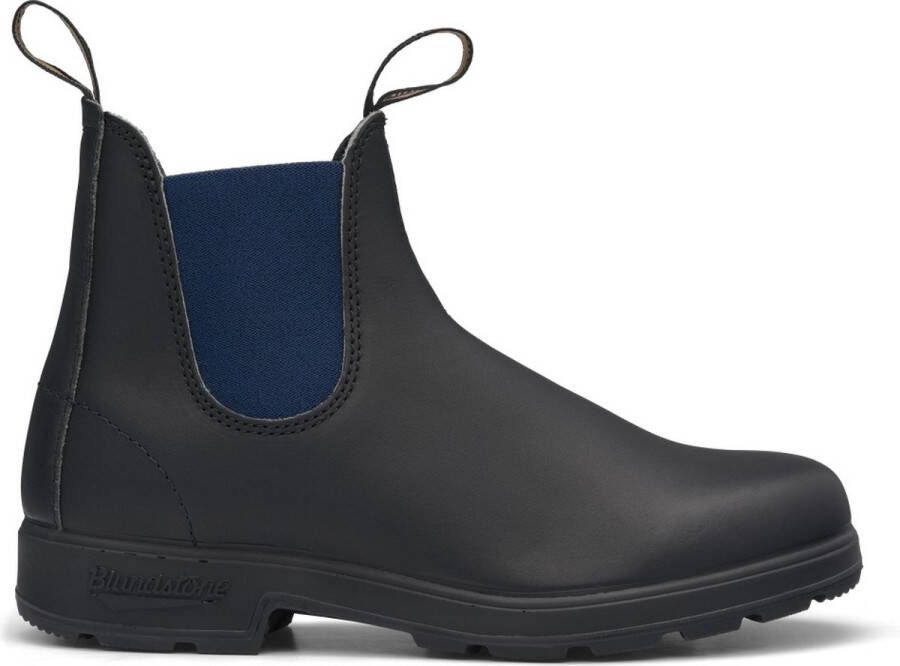 Blundstone Zwarte leren enkellaarsjes met donkerblauwe zijkanten Black Dames