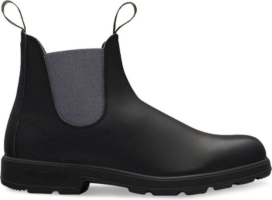 Blundstone Zwarte Leren Enkellaarzen met Marineblauwe Zijelastieken Black Dames