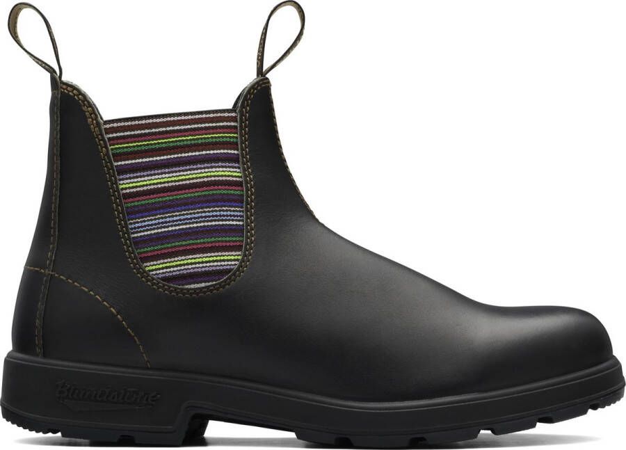 Blundstone Chelsea Stijl Enkellaarzen met Gekleurde Gestreepte Elastieken Black