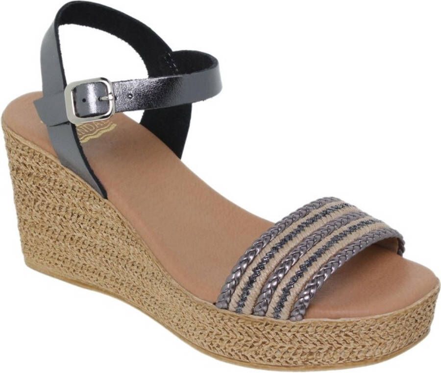 BLUSANDAL SANDALEN PLATEAU LEREN MET GEL BINNENZOOL