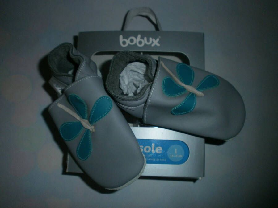 Bobux soft sole babyslofjes L 15 21 maand grijst libel - Foto 1