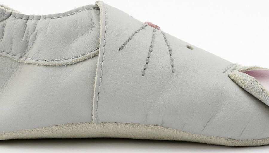 Bobux Soft Soles Baby Slofjes Leer Squeek Light Grey