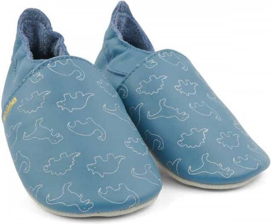 Bobux Soft Soles Lederen Babyslofjes Dino Blue