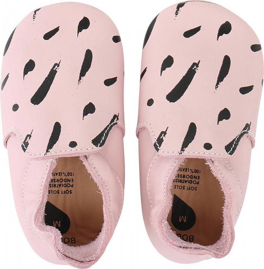 Bobux Soft Soles Giants Roze Zwarte vegen Babyslofjes