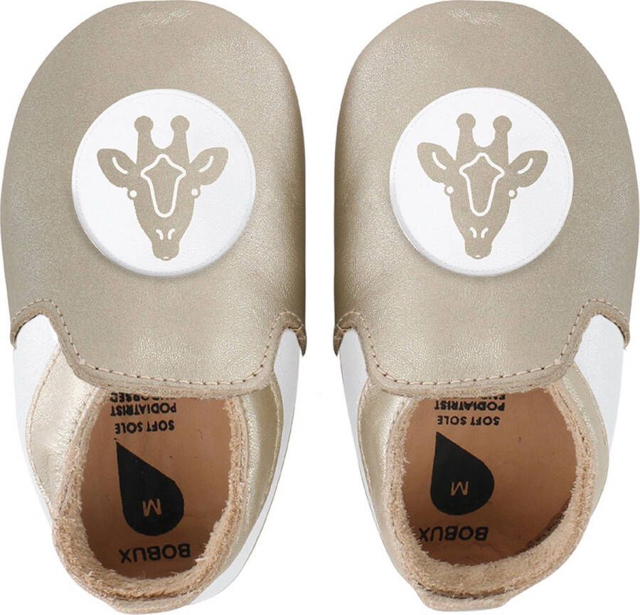 Bobux Soft Soles Gold & white giraffe loafer Babyslofjes - Foto 1