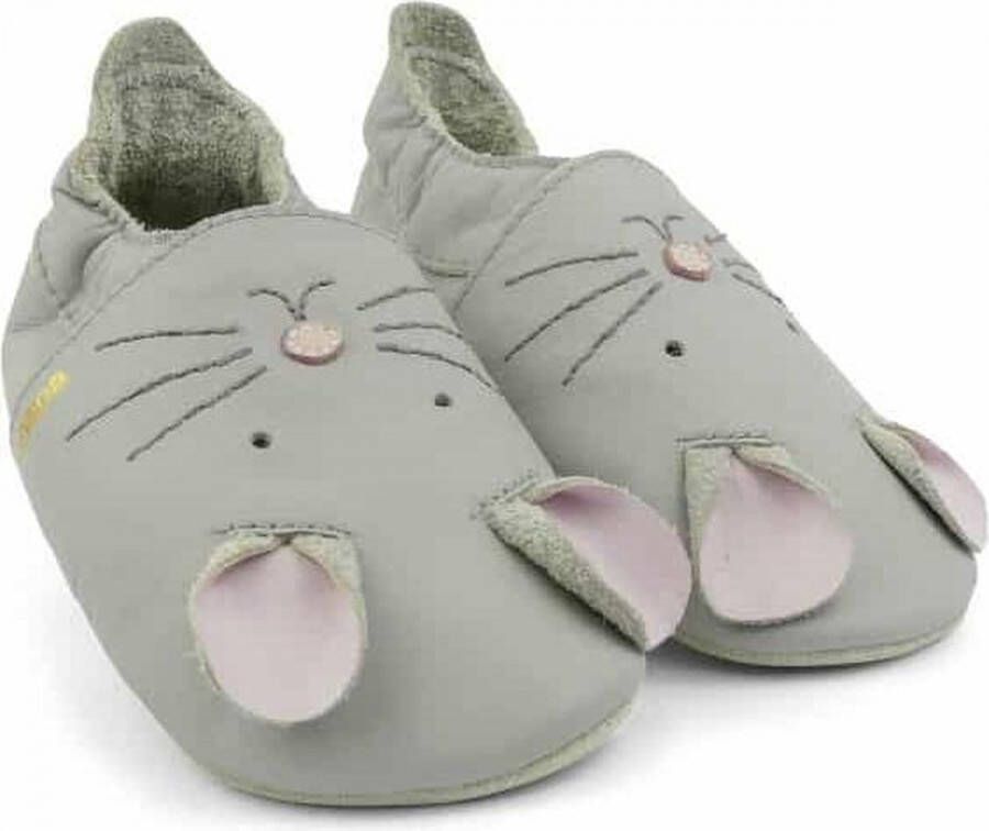 Bobux Soft Soles Baby Slofjes Leer Squeek Light Grey