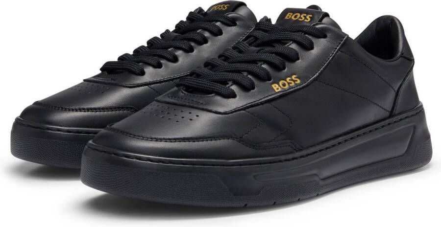 Hugo Boss Minimalistische Leren Sneakers Black Heren